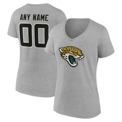 Jacksonville Jaguars Women's Team Authentic Personalized Name & Number V-Neck T-Shirt - Gray discount
