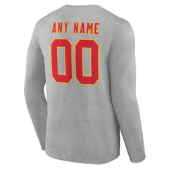 Kansas City Chiefs Team Authentic Personalized Name & Number Long Sleeve T-Shirt - Gray sale