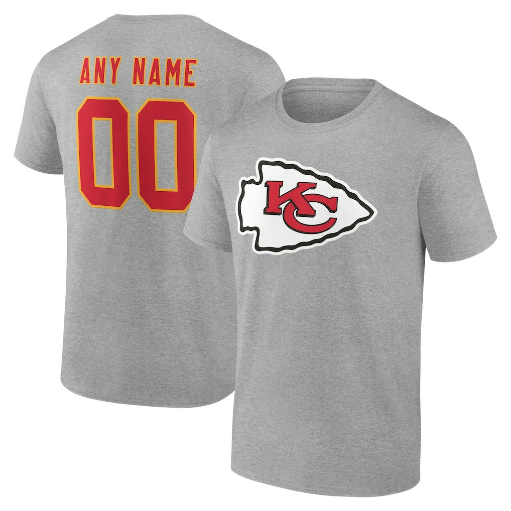 Kansas City Chiefs Team Authentic Personalized Name & Number T-Shirt - Gray outlet