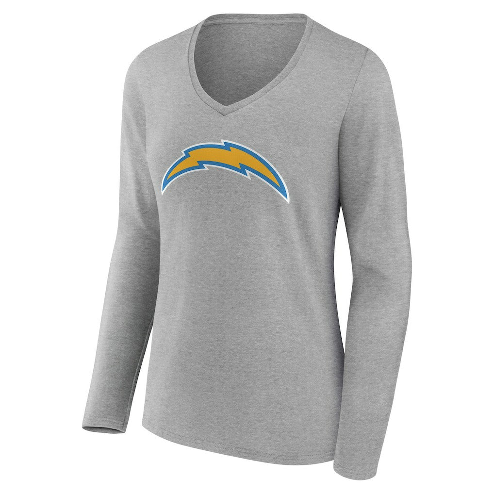 Los Angeles Chargers Women's Team Authentic Personalized Name & Number Long Sleeve V-Neck T-Shirt - Gray sale