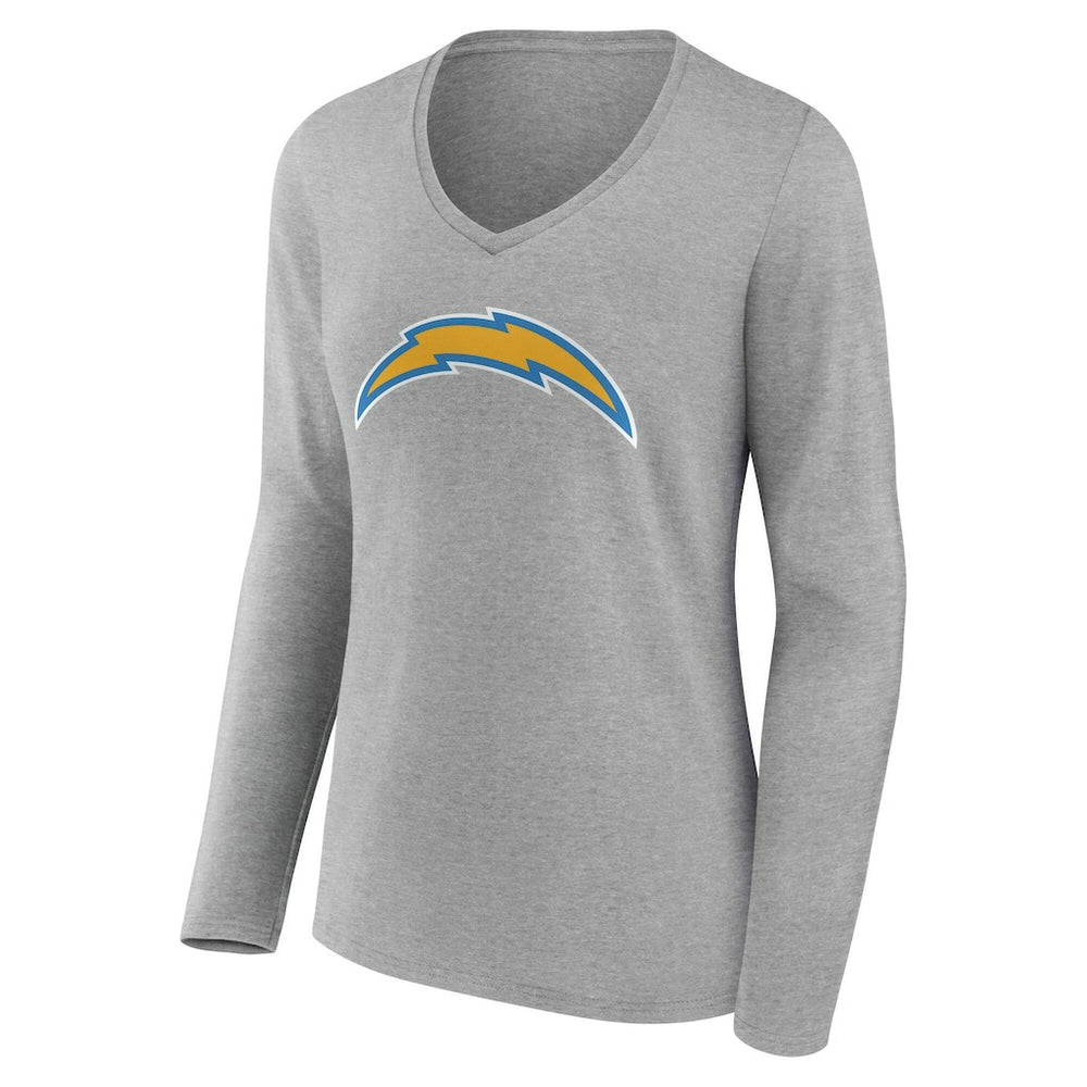 Los Angeles Chargers Women's Team Authentic Personalized Name & Number Long Sleeve V-Neck T-Shirt - Gray sale