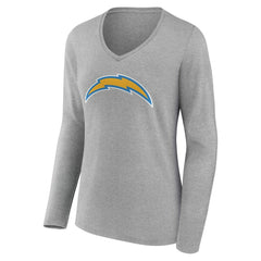 Los Angeles Chargers Women's Team Authentic Personalized Name & Number Long Sleeve V-Neck T-Shirt - Gray sale