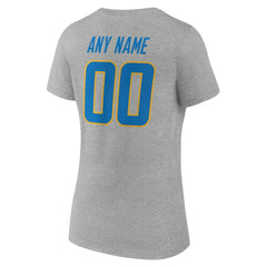 Los Angeles Chargers Women's Team Authentic Personalized Name & Number V-Neck T-Shirt - Gray sale