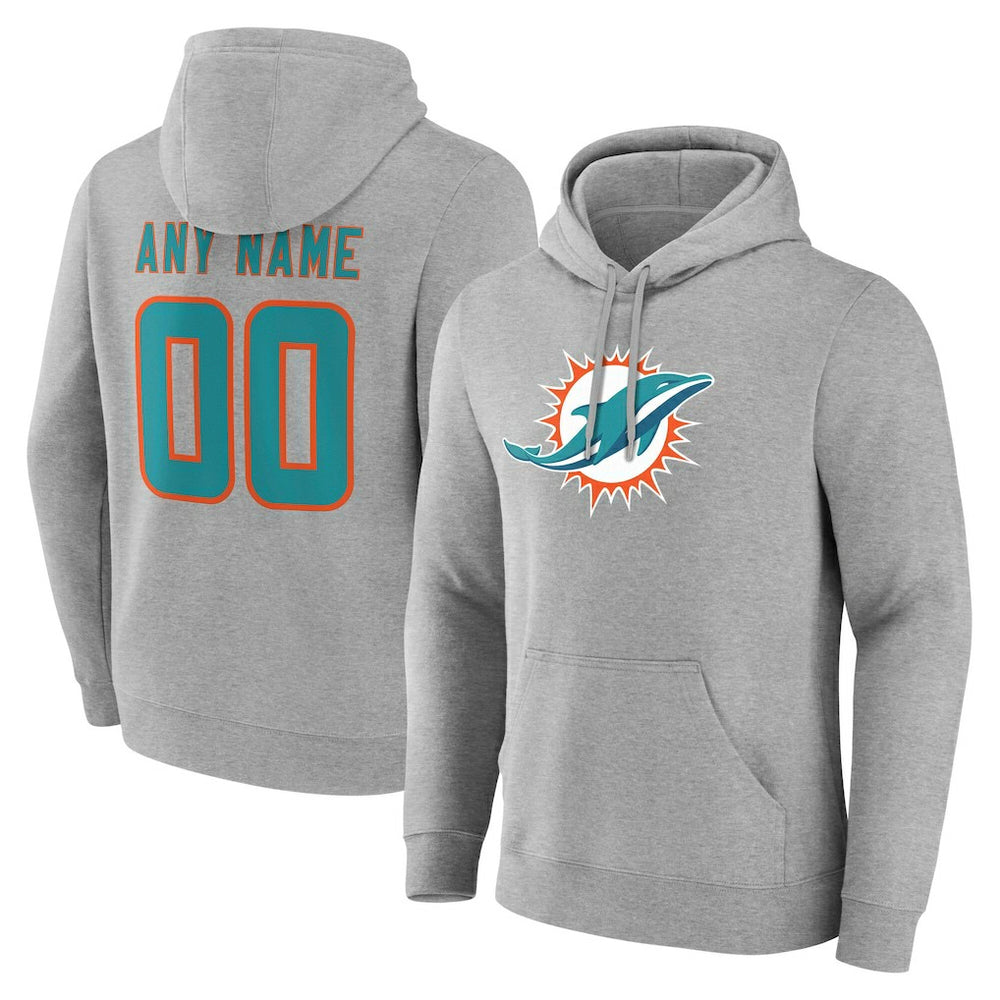 Miami Dolphins Team Authentic Personalized Name & Number Hoodie - Gray for sale