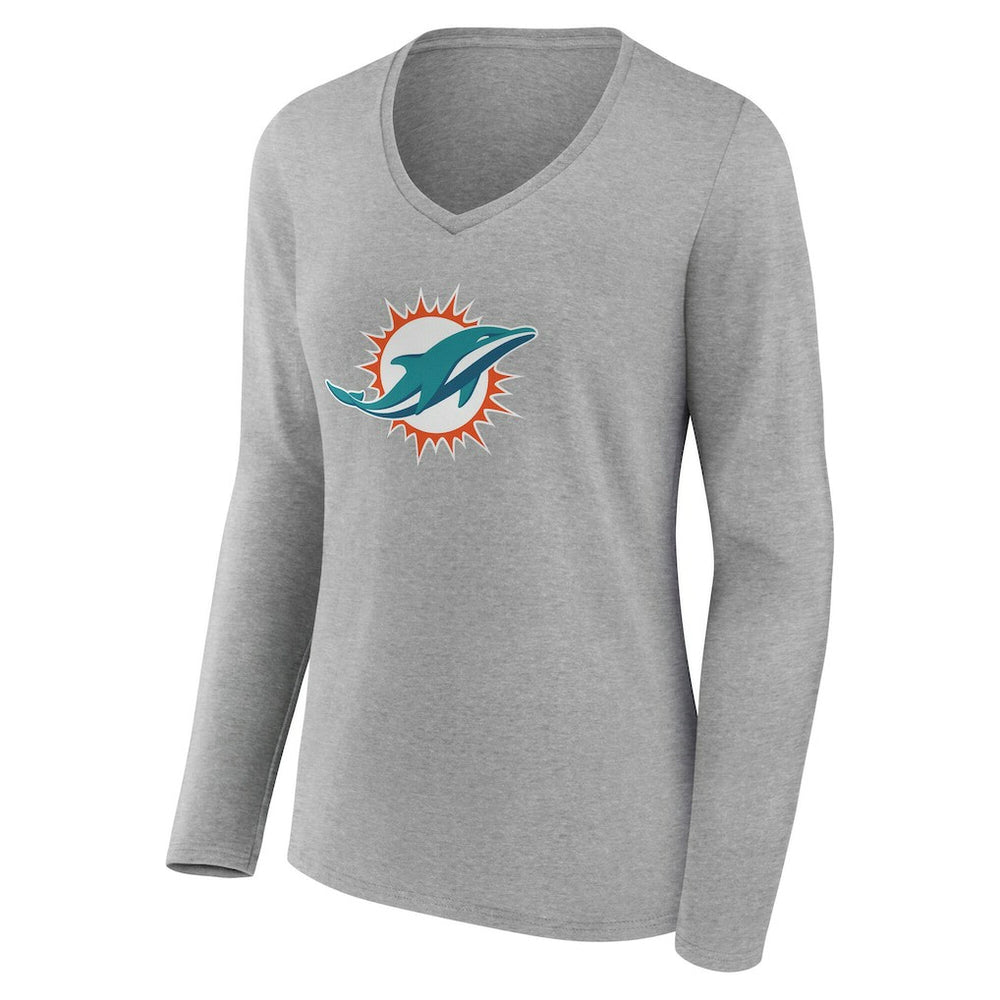 Miami Dolphins Women's Team Authentic Personalized Name & Number Long Sleeve V-Neck T-Shirt - Gray sale