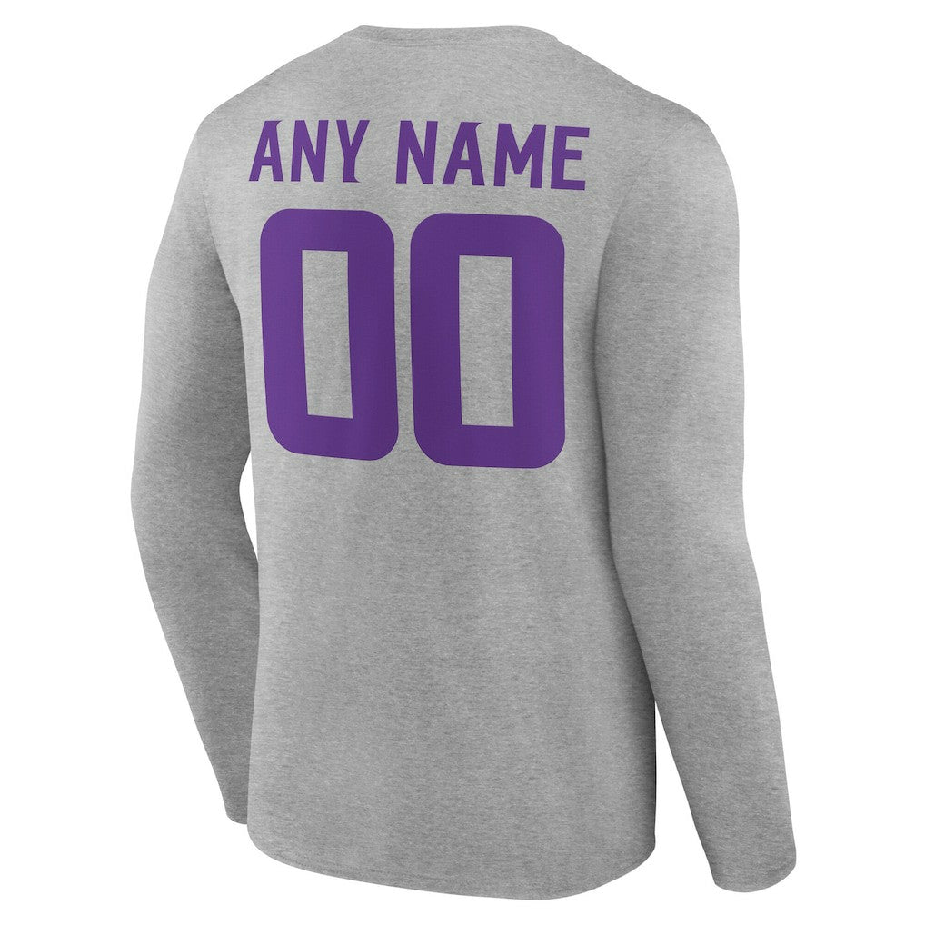 Minnesota Vikings Team Authentic Personalized Name & Number Long Sleeve T-Shirt - Gray sale