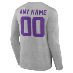 Minnesota Vikings Team Authentic Personalized Name & Number Long Sleeve T-Shirt - Gray sale