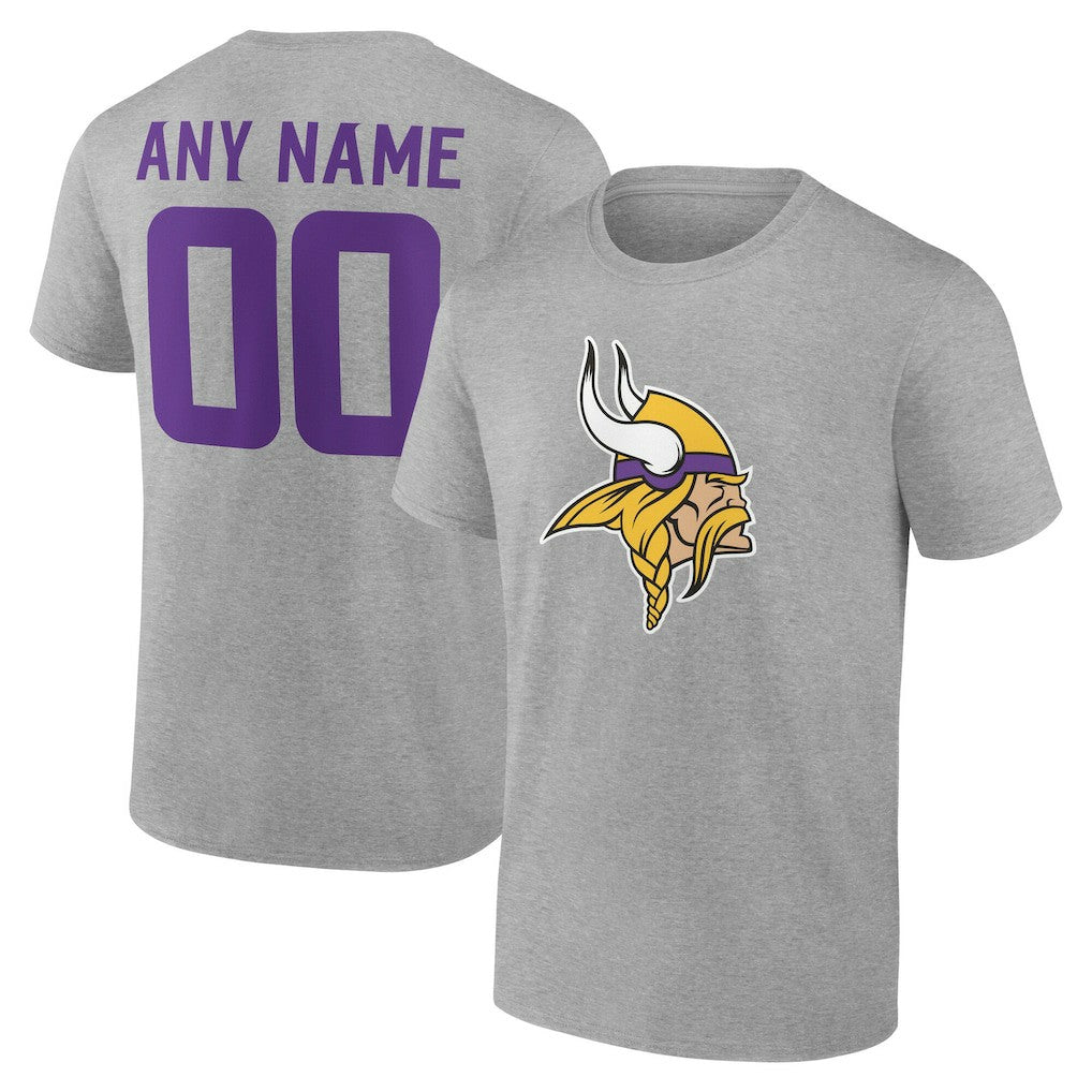 Minnesota Vikings Team Authentic Personalized Name & Number T-Shirt - Gray online