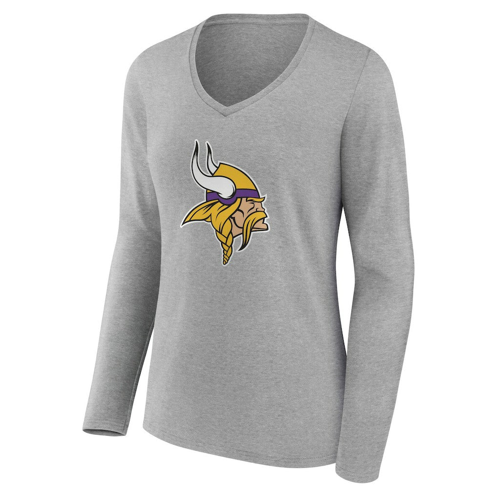 Minnesota Vikings Women's Team Authentic Personalized Name & Number Long Sleeve V-Neck T-Shirt - Gray on sale