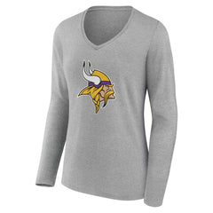 Minnesota Vikings Women's Team Authentic Personalized Name & Number Long Sleeve V-Neck T-Shirt - Gray on sale