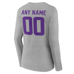 Minnesota Vikings Women's Team Authentic Personalized Name & Number Long Sleeve V-Neck T-Shirt - Gray on sale