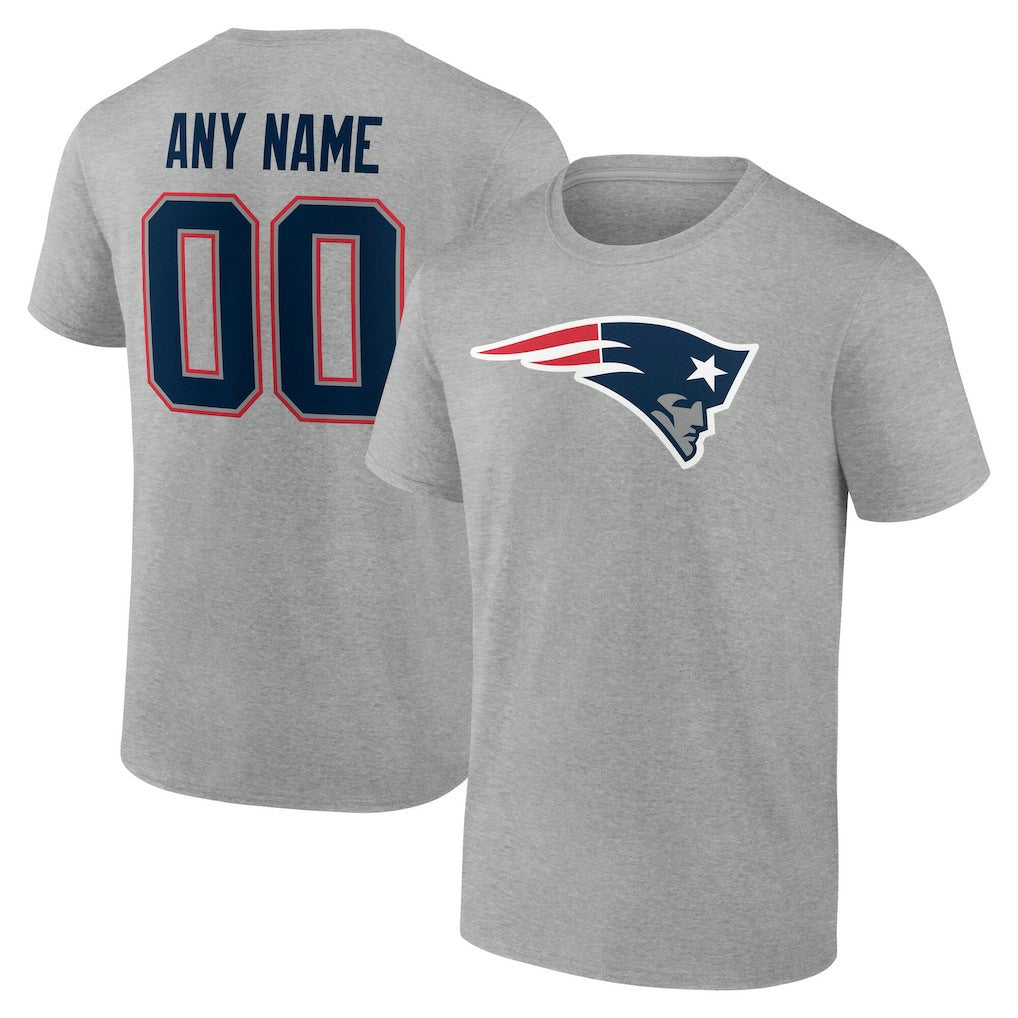 New England Patriots Team Authentic Personalized Name & Number T-Shirt - Gray online
