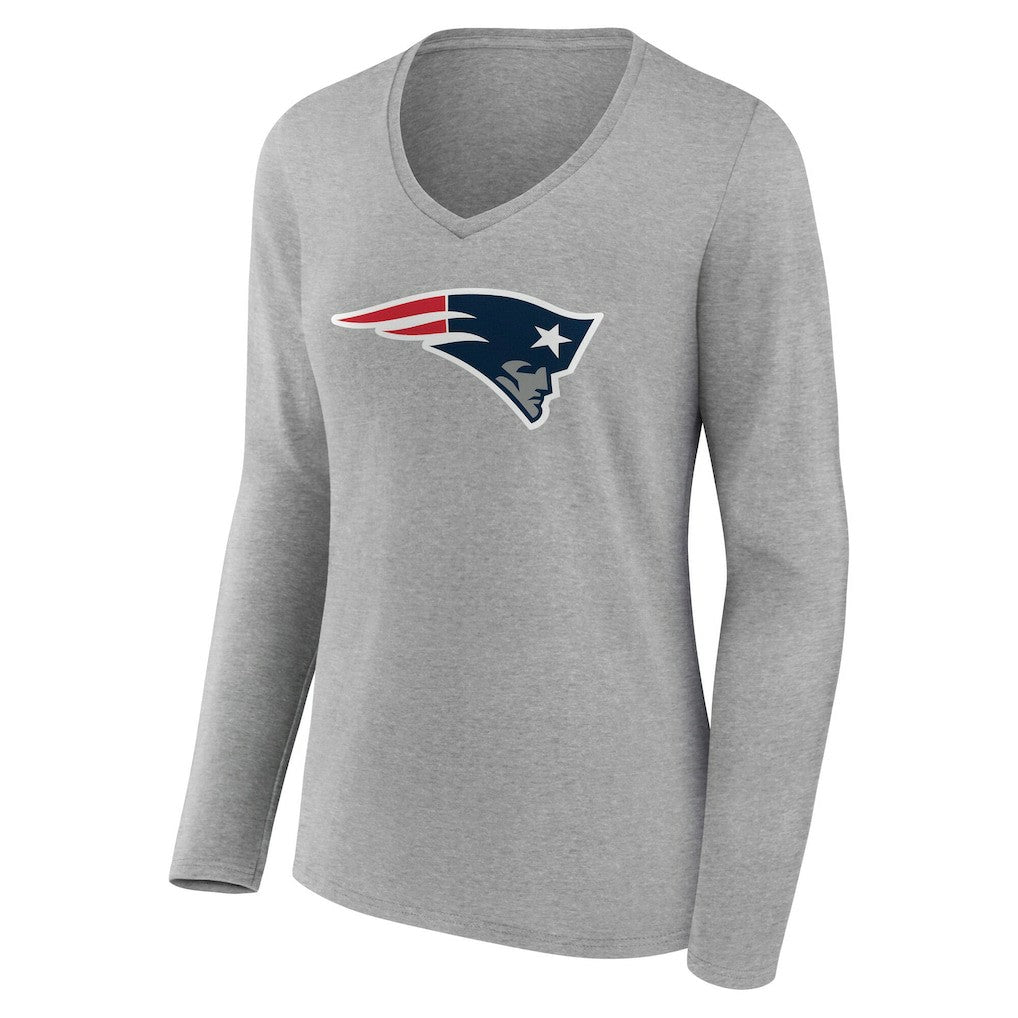 New England Patriots Women's Team Authentic Personalized Name & Number Long Sleeve V-Neck T-Shirt - Gray online