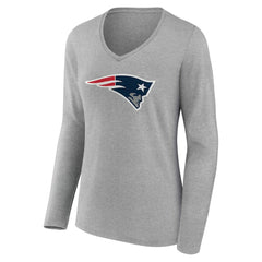 New England Patriots Women's Team Authentic Personalized Name & Number Long Sleeve V-Neck T-Shirt - Gray online