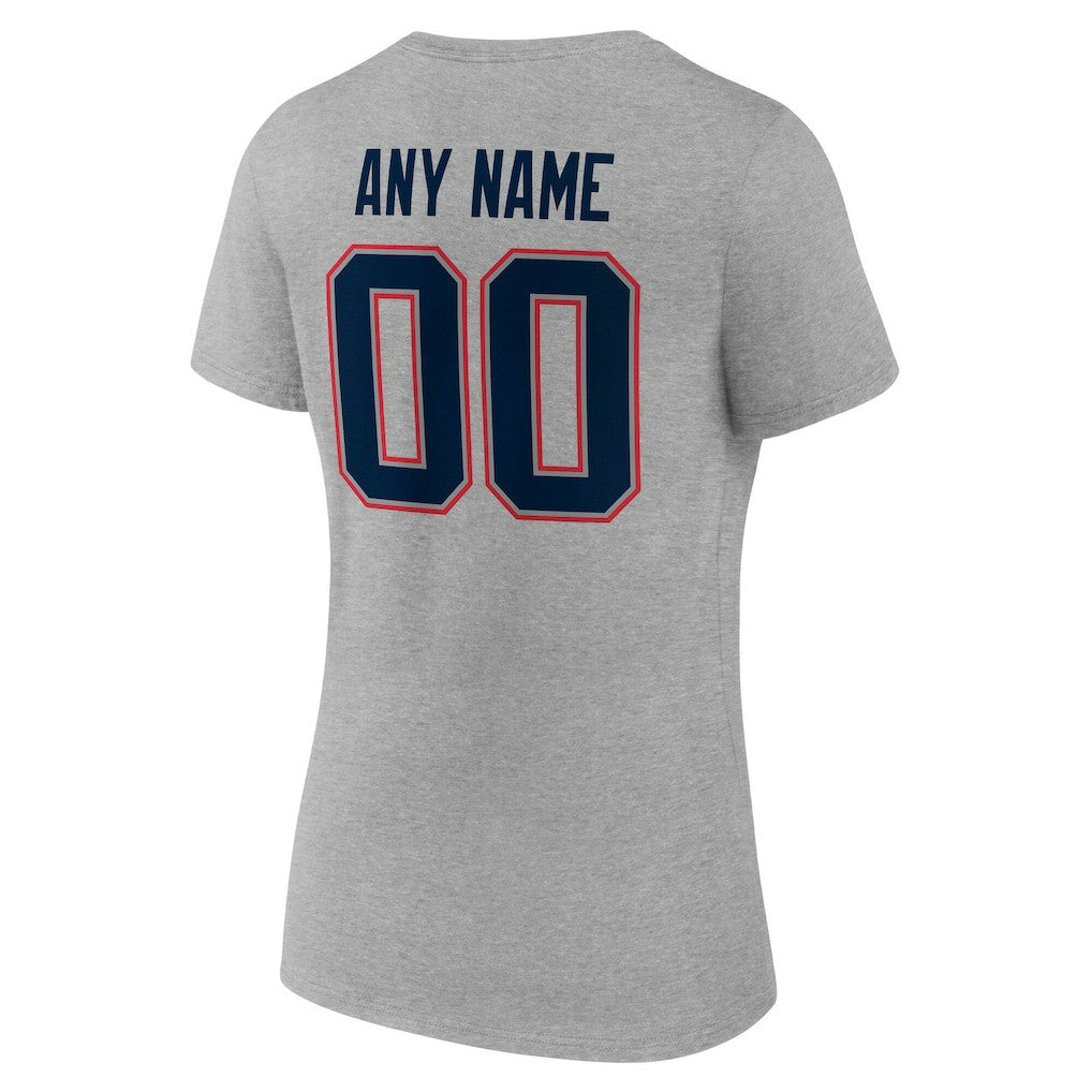 New England Patriots Women's Team Authentic Personalized Name & Number V-Neck T-Shirt - Gray sale