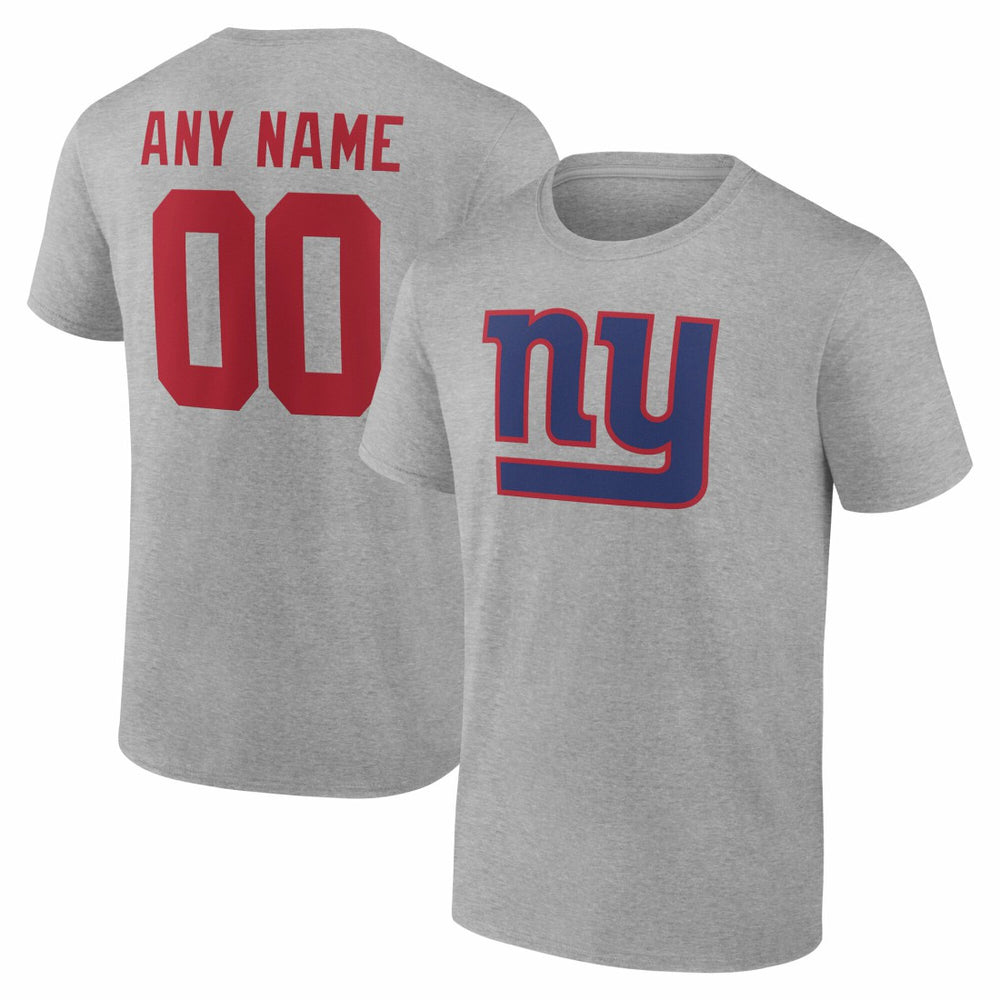 New York Giants Team Authentic Personalized Name & Number T-Shirt - Gray discount