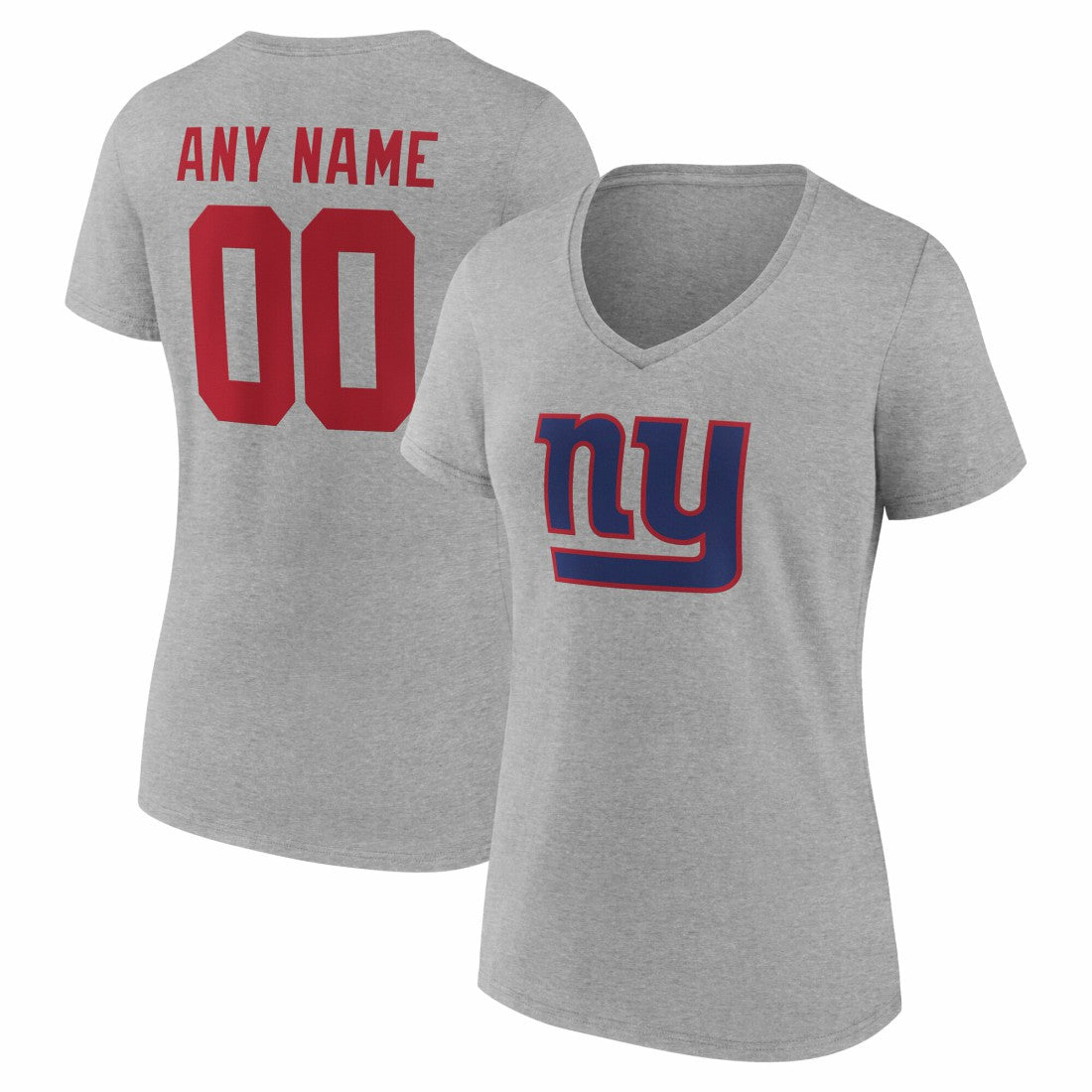 New York Giants Women's Team Authentic Personalized Name & Number V-Neck T-Shirt - Gray for sale