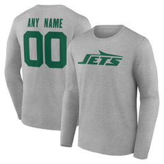 New York Jets Team Authentic Personalized Name & Number Long Sleeve T-Shirt - Gray cheap