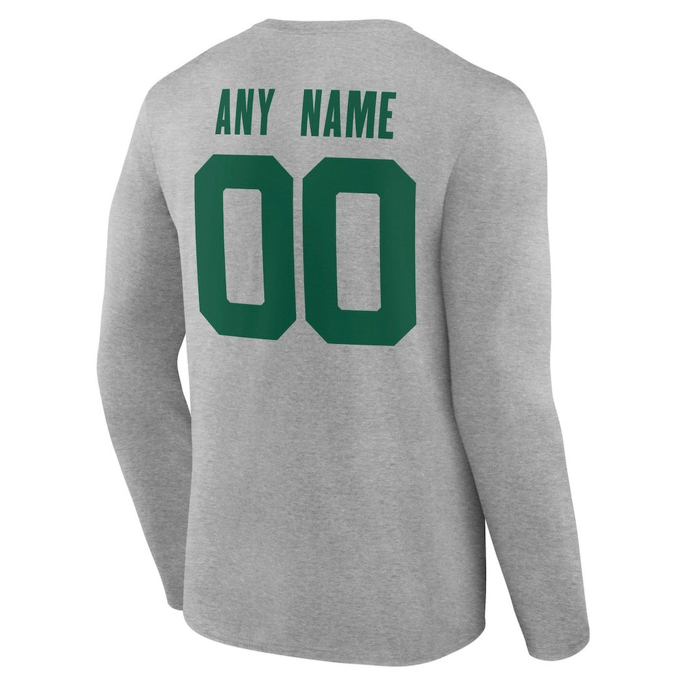 New York Jets Team Authentic Personalized Name & Number Long Sleeve T-Shirt - Gray cheap