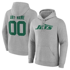 New York Jets Team Authentic Personalized Name & Number Hoodie - Gray for sale