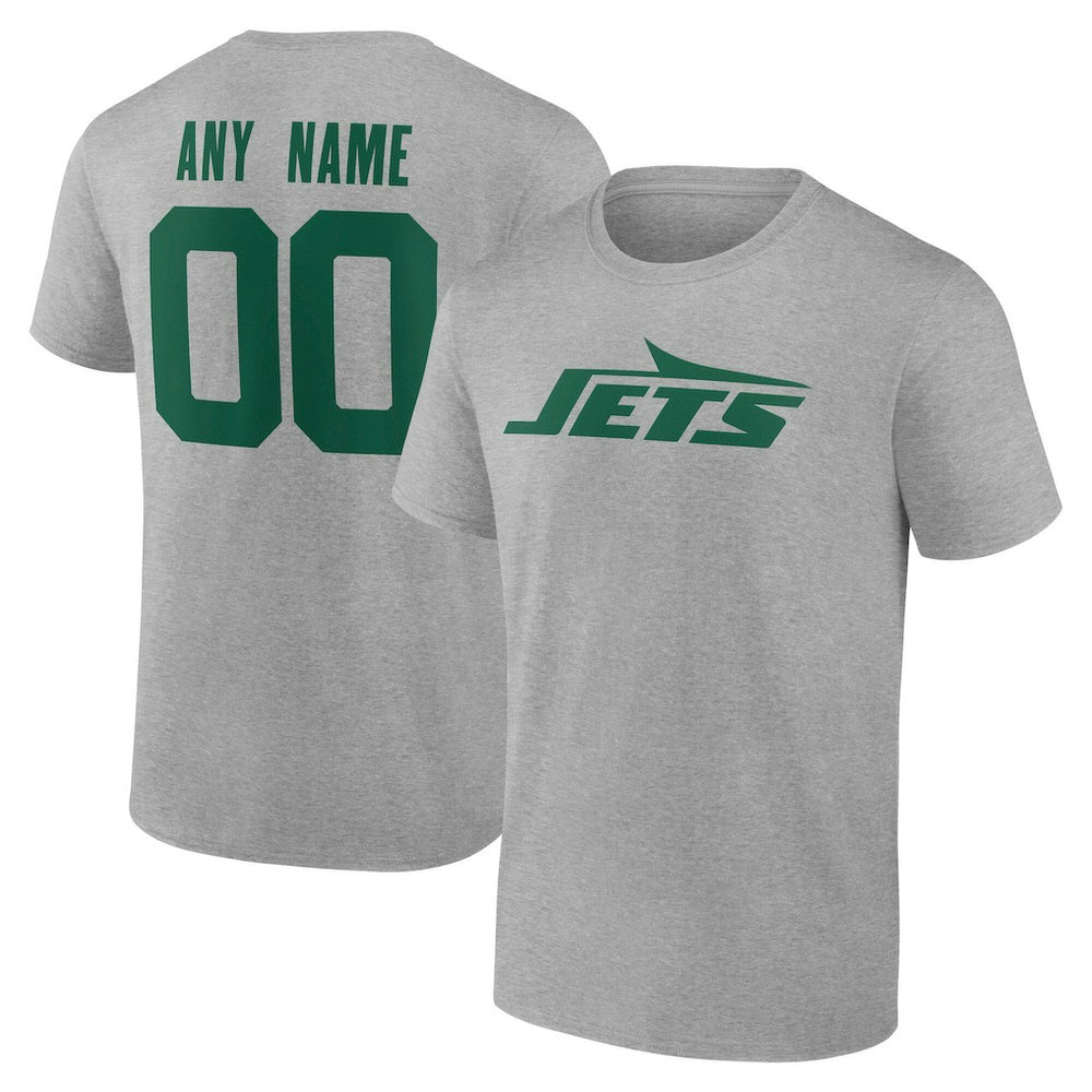 New York Jets Team Authentic Personalized Name & Number T-Shirt - Gray for sale