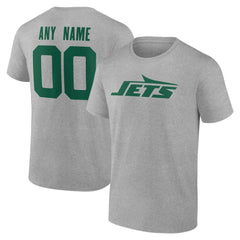 New York Jets Team Authentic Personalized Name & Number T-Shirt - Gray for sale