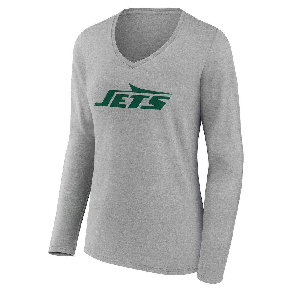New York Jets Women's Team Authentic Personalized Name & Number Long Sleeve V-Neck T-Shirt - Gray discount