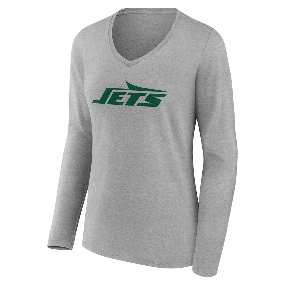 New York Jets Women's Team Authentic Personalized Name & Number Long Sleeve V-Neck T-Shirt - Gray discount