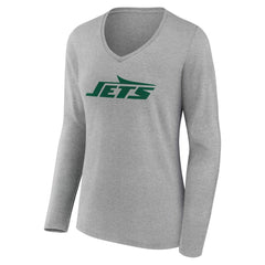 New York Jets Women's Team Authentic Personalized Name & Number Long Sleeve V-Neck T-Shirt - Gray discount