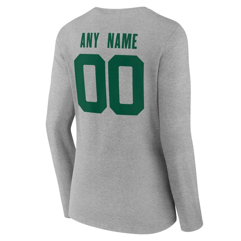 New York Jets Women's Team Authentic Personalized Name & Number Long Sleeve V-Neck T-Shirt - Gray discount