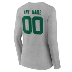 New York Jets Women's Team Authentic Personalized Name & Number Long Sleeve V-Neck T-Shirt - Gray discount