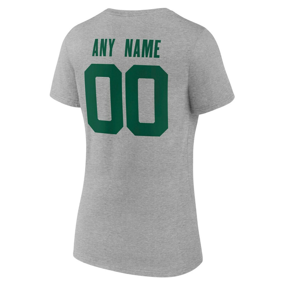 New York Jets Women's Team Authentic Personalized Name & Number V-Neck T-Shirt - Gray discount
