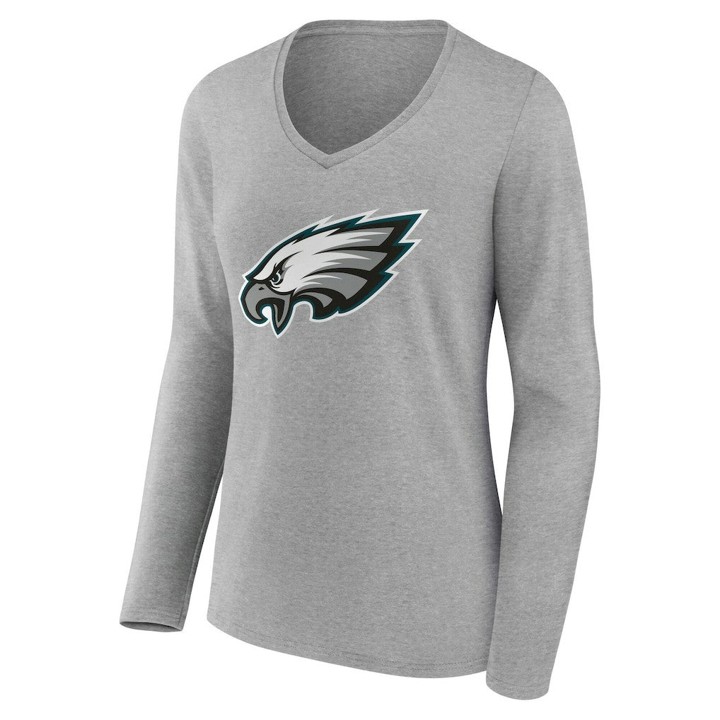 Philadelphia Eagles Women's Team Authentic Personalized Name & Number Long Sleeve V-Neck T-Shirt - Gray discount