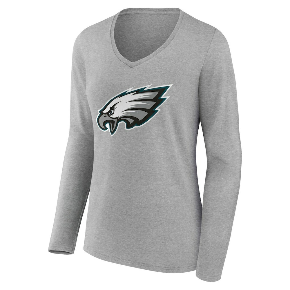 Philadelphia Eagles Women's Team Authentic Personalized Name & Number Long Sleeve V-Neck T-Shirt - Gray discount