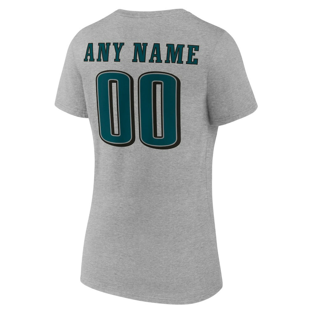 Philadelphia Eagles Women's Team Authentic Personalized Name & Number V-Neck T-Shirt - Gray online