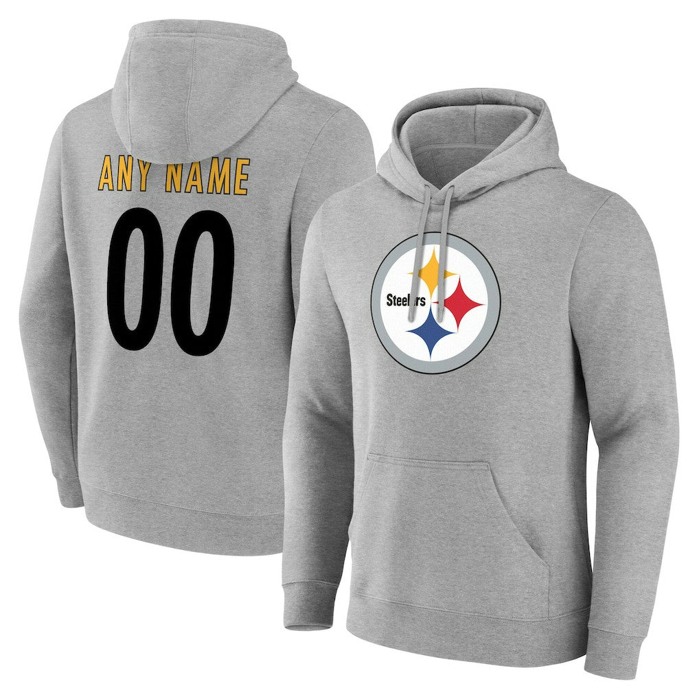 Pittsburgh Steelers Team Authentic Personalized Name & Number Hoodie - Gray online