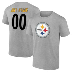 Pittsburgh Steelers Team Authentic Personalized Name & Number T-Shirt - Gray discount