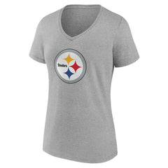 Pittsburgh Steelers Women's Team Authentic Personalized Name & Number V-Neck T-Shirt - Gray discount
