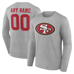 San Francisco 49ers Team Authentic Personalized Name & Number Long Sleeve T-Shirt - Gray for sale