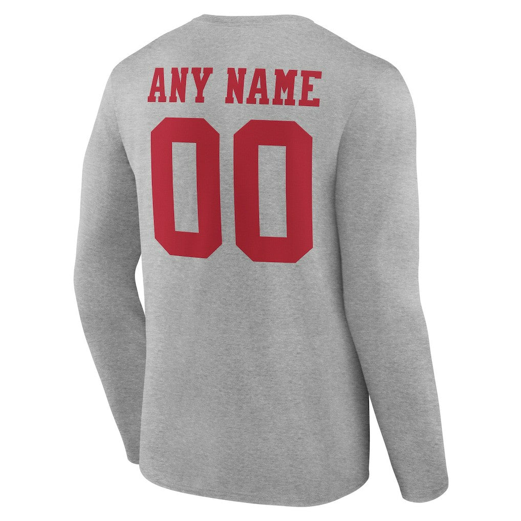 San Francisco 49ers Team Authentic Personalized Name & Number Long Sleeve T-Shirt - Gray for sale