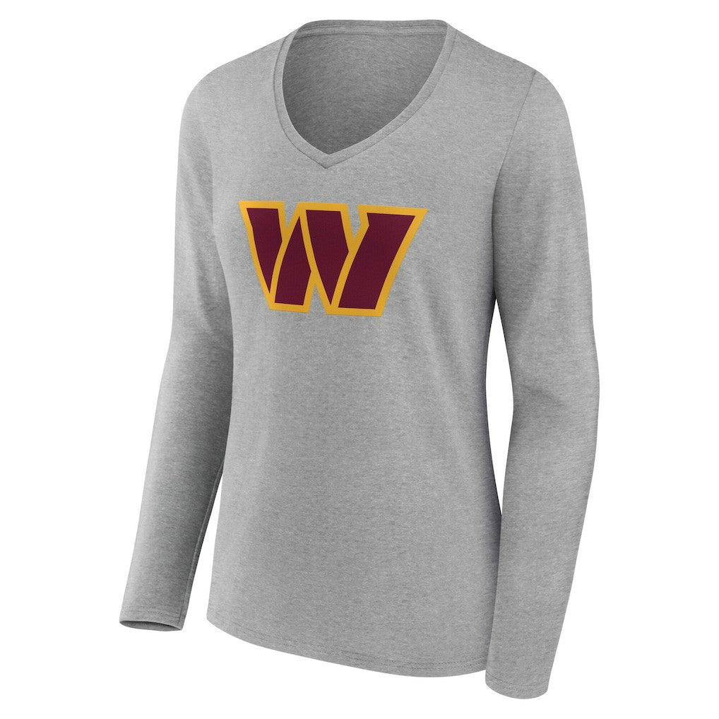 Washington Commanders Women's Team Authentic Personalized Name & Number Long Sleeve V-Neck T-Shirt - Gray cheap