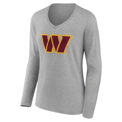 Washington Commanders Women's Team Authentic Personalized Name & Number Long Sleeve V-Neck T-Shirt - Gray cheap
