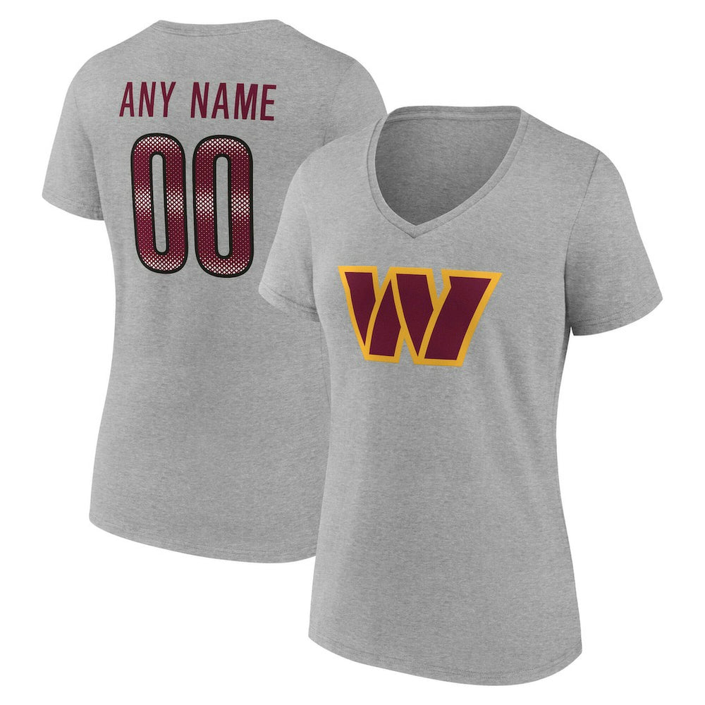 Washington Commanders Women's Team Authentic Personalized Name & Number V-Neck T-Shirt - Gray for sale