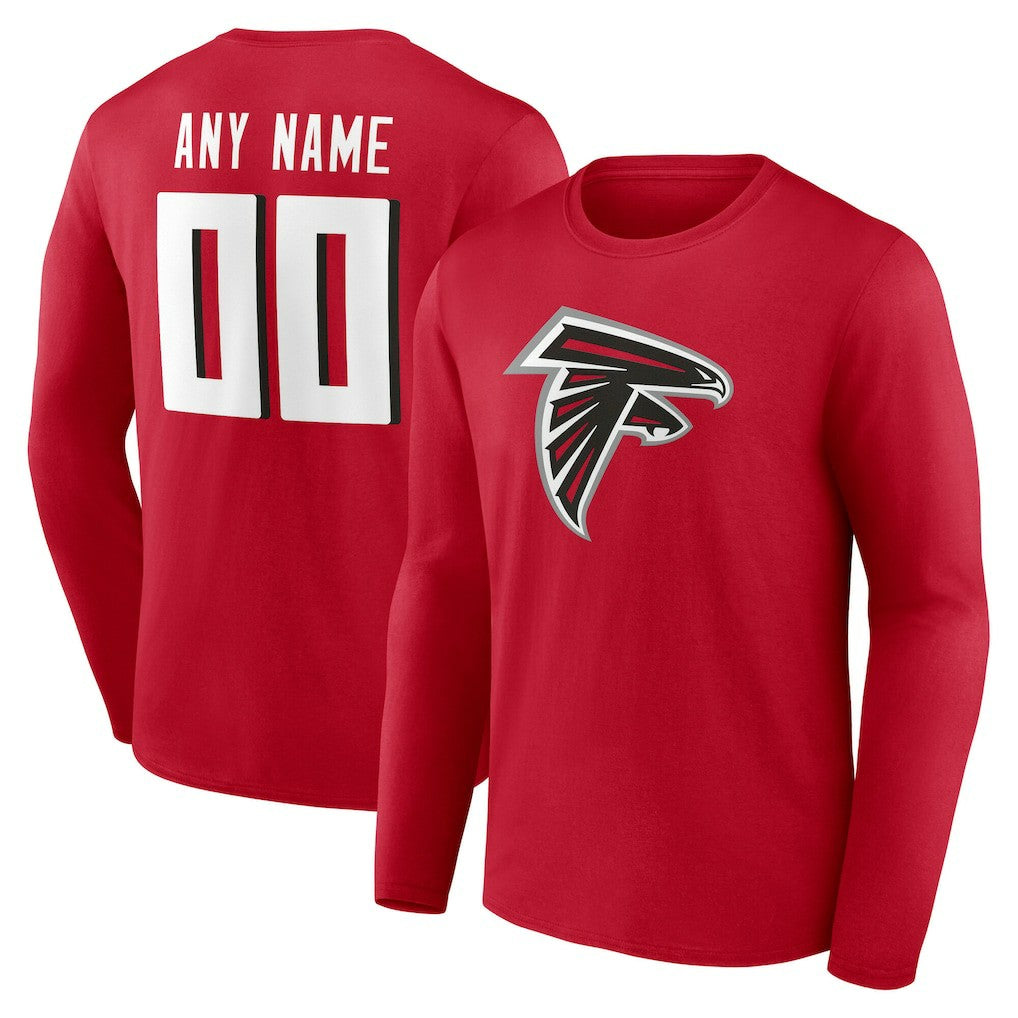 Atlanta Falcons Team Authentic Personalized Name & Number Long Sleeve T-Shirt - Red discount