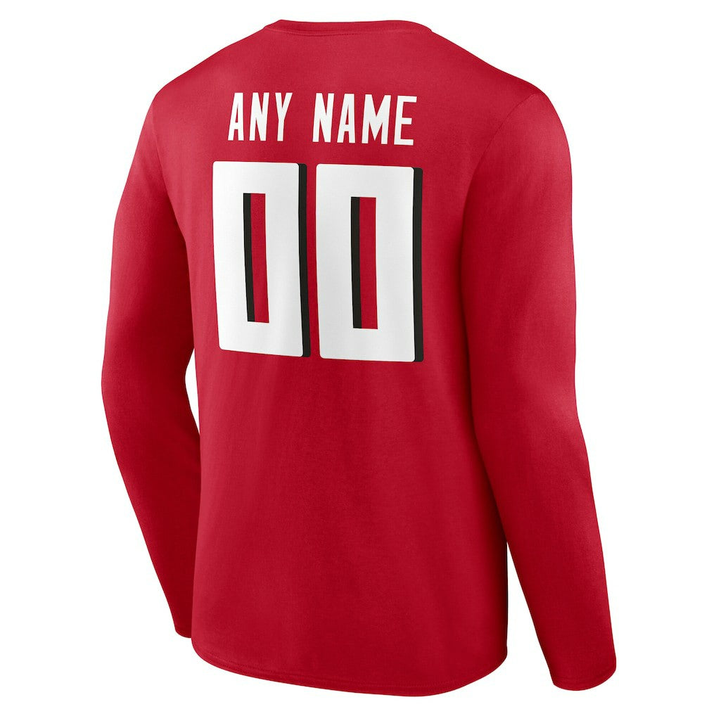 Atlanta Falcons Team Authentic Personalized Name & Number Long Sleeve T-Shirt - Red discount