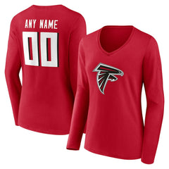 Atlanta Falcons Women's Team Authentic Personalized Name & Number Long Sleeve V-Neck T-Shirt - Red cheap
