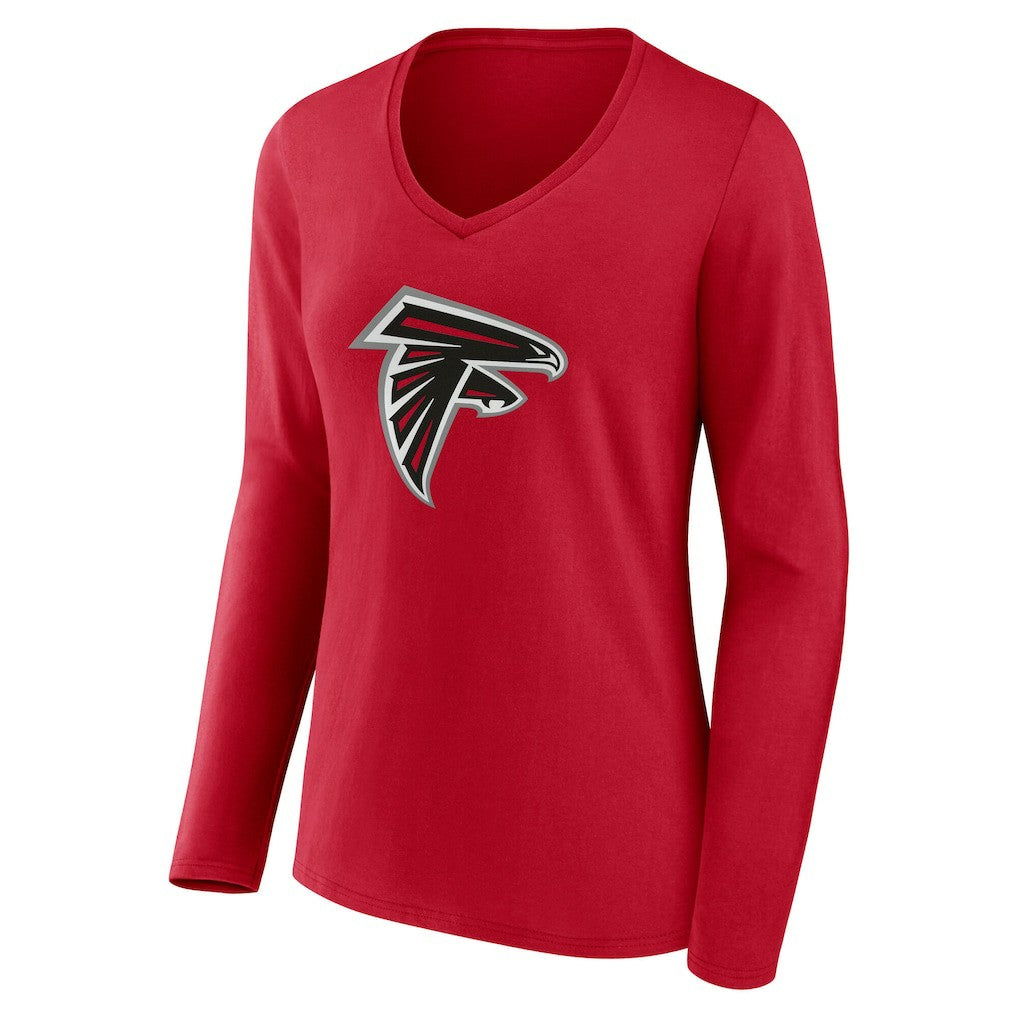 Atlanta Falcons Women's Team Authentic Personalized Name & Number Long Sleeve V-Neck T-Shirt - Red cheap