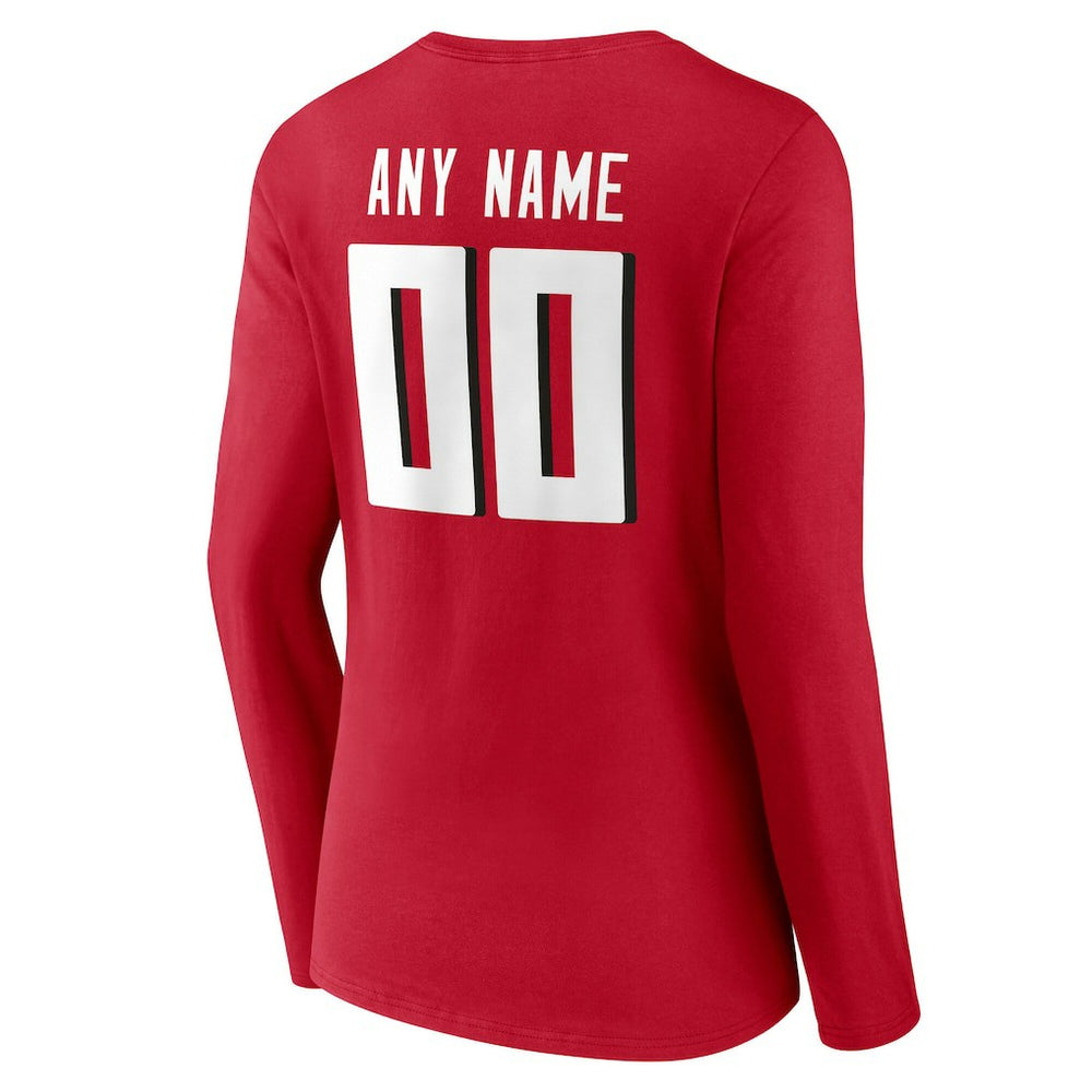 Atlanta Falcons Women's Team Authentic Personalized Name & Number Long Sleeve V-Neck T-Shirt - Red cheap