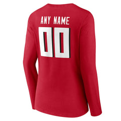 Atlanta Falcons Women's Team Authentic Personalized Name & Number Long Sleeve V-Neck T-Shirt - Red cheap