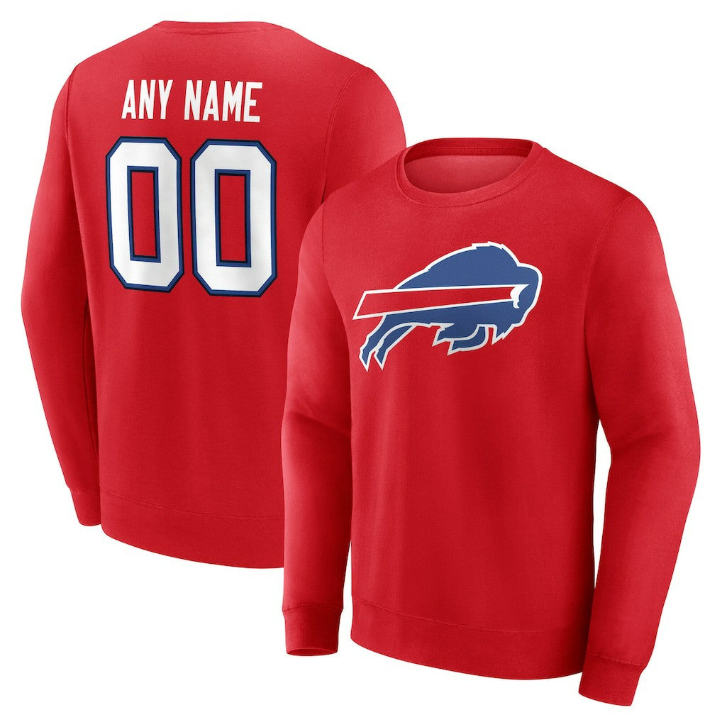 Buffalo Bills Team Authentic Personalized Name & Number Sweatshirt - Red discount